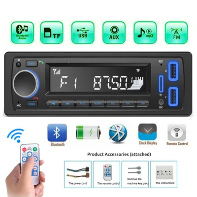 Produktbild von Autoradio Bluetooth 5.0,Avylet Autoradio mit Bluetooth Freisprecheinrichtung,7 Farben FM Autoradio 1 Din mit 2 USB/AUX/SD Karte/MP3-Player