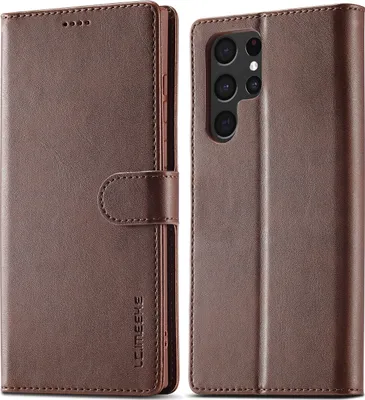 Produktbild von Samsung Galaxy S22 Ultra 5G Hülle, Klapphüllen Brieftasche Leder Magnetverschluss Ständer Schutzhülle für Galaxy S22 Ultra 5G Braun