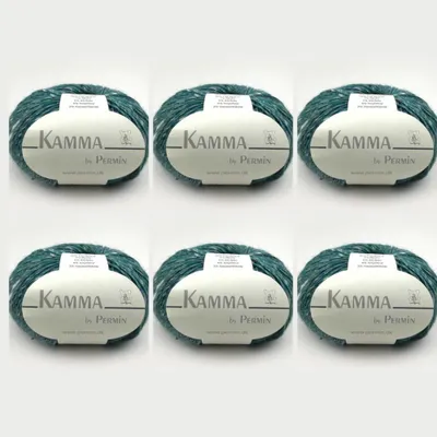 Image de 6x Kamma by Permin – Fil Élégant Laine, Alpaga, Soie avec Effet Tweed (27 vert bouteille)