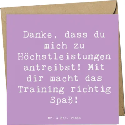 Produktbild von Mr. & Mrs. Panda Grußkarte Spruch Motivierender Fitness-Trainer - Lavendeltraum - Geschenk, Aufmerksamkeit, doppelkarte, Klappkarte, Unterstützung, Glückwunschkarte
