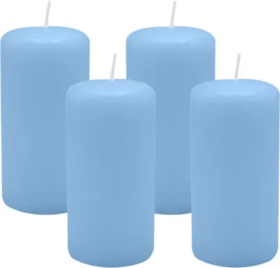 Produktbild von 4er Set Adventskranzkerzen Blue Bell Hellblau Ø 50 x 100 mm