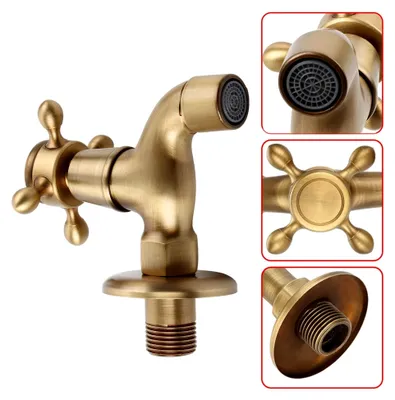 Produktbild von Wandmontage Wasserhahn, Klassischer Einhandgriff aus Messing mit G1/2 Gewinde für Küche und Badezimmer im Retro Design