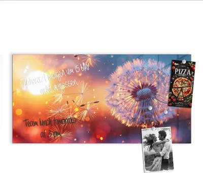 Produktbild von Magnettafel 100x50cm Pinnwand Whiteboard beschreibbar - Pusteblume Sonnenuntergang