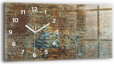 Produktbild von Wallfluent Wanduhr – Stilles Quarzuhrwerk - Uhr Dekoration Wohnzimmer Schlafzimmer Küche - Zifferblatt - weiße Zeiger - 60x30 cm - Alte Metalltextur