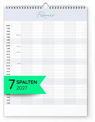 Produktbild von heaven+paper® Familienkalender 7 Spalten XXL Cozy 2027 Minimalistisch