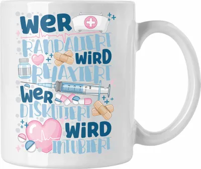 Produktbild von Trendation - Anästhesie Krankenschwester Tasse Geschenk Propofol Geschenk Kaffeetasse Arzt Ärtzin Arzthelferin Spritze Wer Randaliert Wird Relaxiert (Weiß)