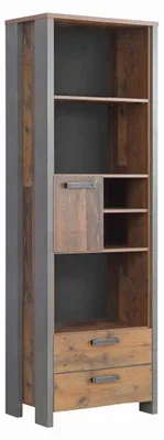 Produktbild von Forte Regal CLIF 1-trg 2 Schubladen Optik: Old Wood Vintage 67x41x205 cm