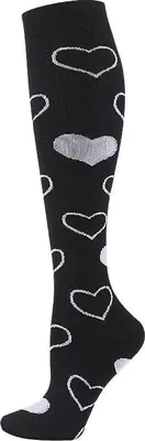 Produktbild von BeinFit™ Kompressionsstrümpfe Stützstrümpfe Damen Kompression Thrombose Socken: Black Heart Pattern / 36-40 (S-M)