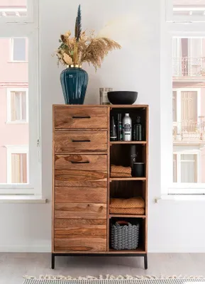 Produktbild von Badmidischrank 67x116cm 'Hudson' Sheesham gebeizt