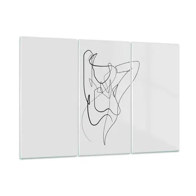 Produktbild von Bilder auf glas - 3 Teile - Frau Bleistift Linie - 105x70cm - Glasbilder - Wandbilder - Bilder - zum Aufhängen bereit - Wanddekoration aus Glas - Glas Bilder - Wandbild auf Glas - GCE105x70-4991