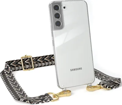 Produktbild von EAZY CASE Handykette - Verstellbarer Trageriemen kompatibel mit Samsung Galaxy S22 Plus 5G, Handykordel mit transparenter Silikon-Hülle, Band in Grau