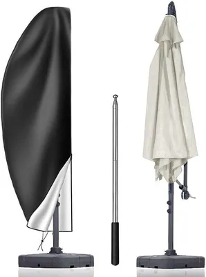 Productafbeelding van Ibenzoa® zonneschermhoes, 420D Oxford, 265 cm – weerbestendige beschermhoes met telescopische stang, doorlopende rits en trekkoord, geschikt voor grote tuinpaviljoens van 9-11 meter