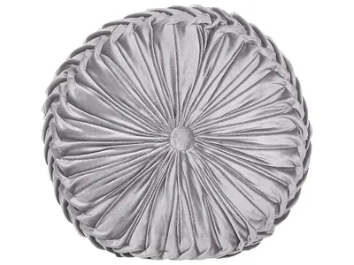 Obrázek produktu pro BELIANI Dekorativní polštář šedý sametový s třásněmi kulatý 40 cm minimalistický moderní dekorační doplněk