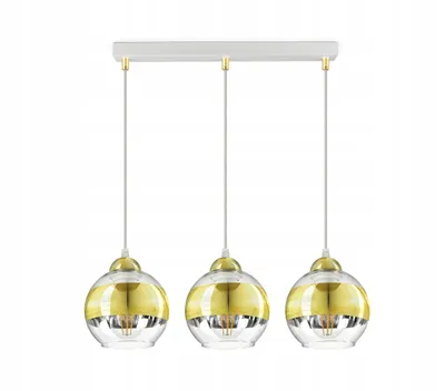 Zdjęcie produktu dla Lampa Sufitowa Żyrandol Biała Złota GLASS BZ3 LED