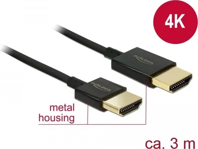 Image de DELOCK DeLOCK HDMI/HDMI, câble HDMI de 3 m HDMI Type A (Standard) Noir