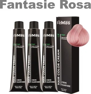 Produktbild von FemMas Haarfarbe mit Arganöl Fantasie Rosa | 3x100 ml