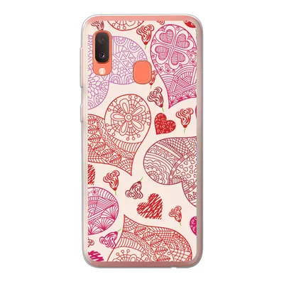 Produktbild von MuchoWow® Handyhülle Schutzhülle Hülle für Samsung Galaxy A20e Eine Illustration mit rosa und roten Herzen Silikon Softcase Handy Hülle - Abdeckung