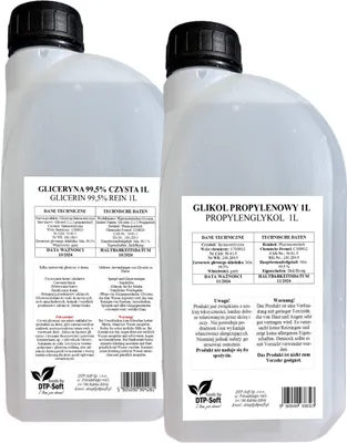 Produktbild von 1 liter glycerínu (glycerol) + 1 liter propylénglykolu farmaceutickej kvality SET pure