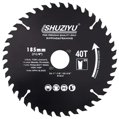 Obrázek produktu pro Pila kotoučová, 185 mm, 40 zubů, pro vřeteno o průměru 30 mm, určená pro zpracování dřeva