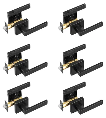 Immagine prodotto di VEVOR maniglia per porte di passaggio nero opaco maniglia quadrata 6 pezzi maniglia reversibile a sinistra o a destra, non bloccabile, universale per corridoi armadiriunioni
