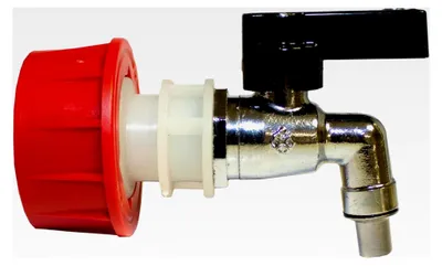 Produktbild von Messing-Auslaufhahn 3/4" mit Übergangsstück - Verchromter Hahn mit Kugelventil für Universal- und Getränkefässer, Fasshahn für Wasserfässer und Behälter