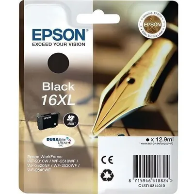 Zdjęcie produktu dla Epson Pen and crossword Singlepack Black 16XL DURABrite Ultra Ink, Wysoka (XL) wydajność, Czarny, Tusz na bazie pigmentu, 12,9 ml, 1 szt., 500 stron(y)