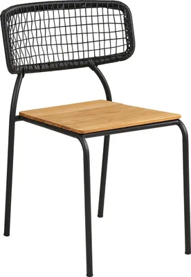 Produktbild von home24 Gartenstuhl - 4er-Set - Schwarz - Braun - Polyester - Stahl - 53 x 83 x 55 cm