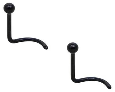 Productafbeelding van Neuspiercings met gebogen staaf - Zwart - 2 mm bal - Hypoallergeen - Comfortabel