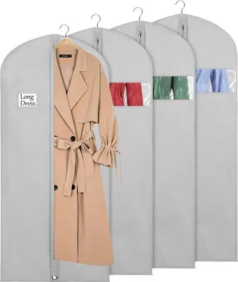 Produktbild von Famanu Kleidungstasche atmungsaktiv - 60 x 152 cm, 4 Stück, grau