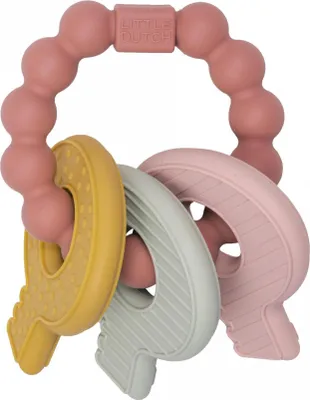 Image de Little Dutch Bijtring Silicone Sleutelbos Roze