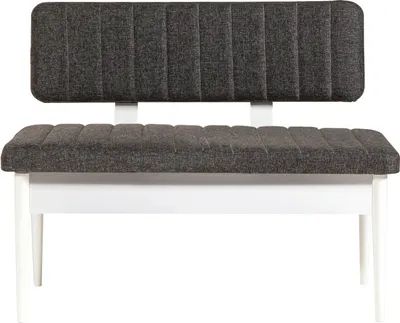 A studio shot of a bench against a white background.