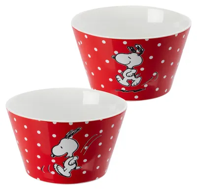Produktbild von The Peanuts Schüssel Snoopy - Müslischale Schale Rot mit Punkten Porzellan 500ml