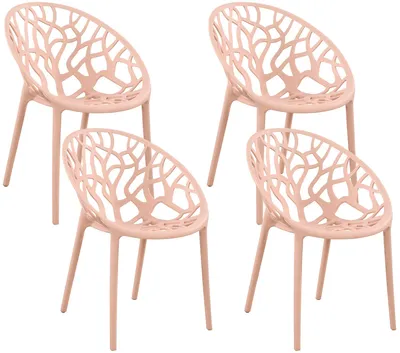 Produktbild von CLP Gartenstühle 4er Set stapelbar wetterfest Hope, Gartensessel mit Lehnen UV-beständig, Outdoorstühle aus Kunststoff bis 150 kg belastbar, Farbe: rosa