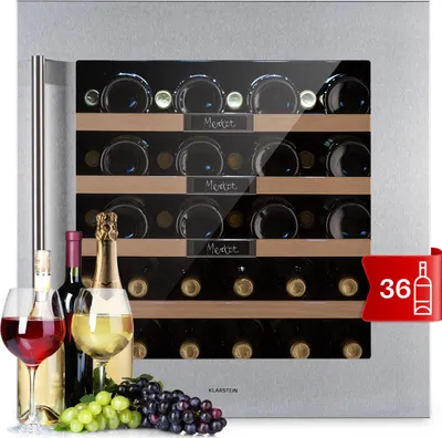 Produktbild von Klarstein Einbau-Weinkühlschrank, Kleiner Getränkekühlschrank Schmal, 1 Zone Weinkühlschrank mit Glastür, Indoor/Outdoor Beersafe, Kühlschrank Klein mit UV-Schutz, 5-20°C, 36 Flaschen