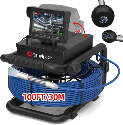 Imagen del producto de Cámara endoscópica con grabadora DVR, cámara para tuberías industriales, cámara para conductos, resistente al agua IP68, con contador de metros, 30 metros
