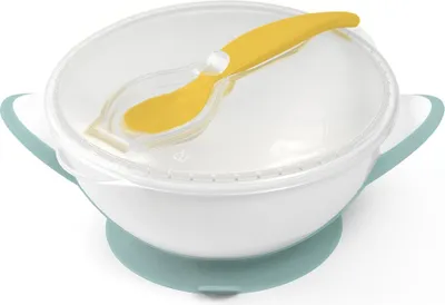 Image de Bol refermable avec ventouse et cuillère - jaune, menthe