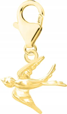Produktbild von Goldener 925 Silber Schwalbenanhänger Karabiner
