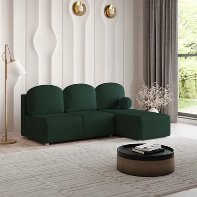 Produktbild von Masseno Ecksofa TRAMA mit Schlaffunktion L-Form, Sofa mit Bettkasten, Wohnzimmersofa, Couch, Soffa, Bettsofa, Couchgarnitur- Grün, NEVE 37