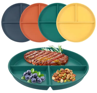 Obrázek produktu pro TRANKIELO® - 4 kusů nerozbitelných dietních talířů – pro kontrolu porcí – opakovaně použitelné a vhodné do myčky – 22,9 cm
