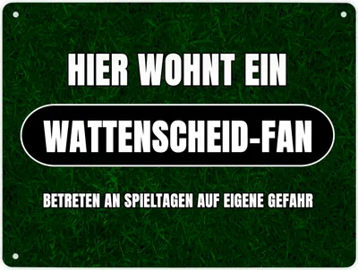 Produktbild von Hier wohnt ein Wattenscheid-Fan Metallschild XL in 21x28 cm mit Rasenmotiv