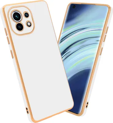 Image de Cadorabo Housse de protection pour Xiaomi Mi 11 5G en blanc brillant - Gold Cover flexible TPU Silikon Cover camera protection
