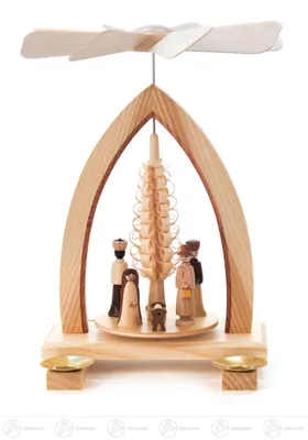 Produktbild von Pyramide mit Christi Geburt, für Kerzen d=14mm Breite x Höhe x Tiefe 19 cmx25 cmx15 cm NEU