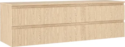 Produktbild von Mexen Rivel Badezimmerschrank für Waschtisch 160 cm mit Arbeitsplatte, 2 Schubladen, geriffelt, Eiche - 91A20-16047-2-BFFC81