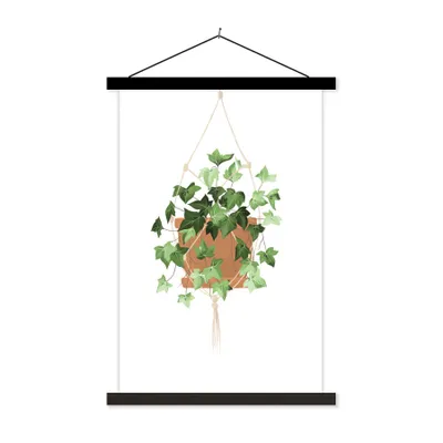 Produktbild von MuchoWow® Textilposter Pflanzen - Kletterpflanze - Hängender Blumentopf 120x180 cm mit schwarzem Rahmen - Fotos