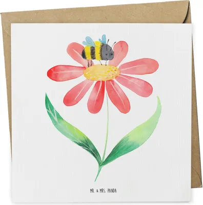 Produktbild von Mr. & Mrs. Panda Grußkarte Hummel Blume - Weiß - Geschenk, Klappkarte, Biene, Lustige Sprüche, Glückwunschkarte, anlasskarte, Wespe, doppelkarte, faltkarte, Natur