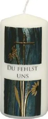 Produktbild von Trauerkerze mit Ornament "Du fehlst uns"