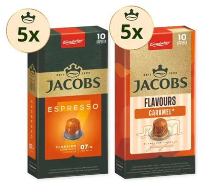 Produktbild von JACOBS Kapseln je 5x Caramel + Espresso Classico Nespresso®* kompatibel