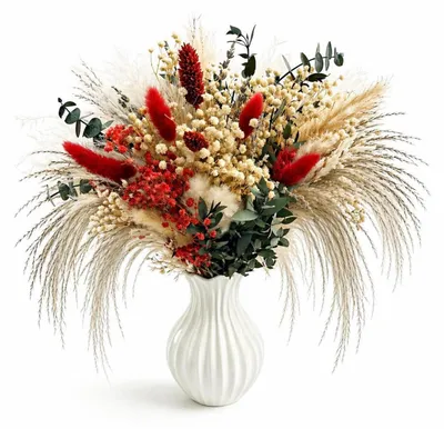 Produktbild von Trockenblumen Deko Set 80 Stück Pampasgras Eukalyptus Bunny Tails für Boho Wohnzimmer