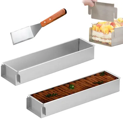 Obrázek produktu pro Dvě obdélníkové formy na pečení, nastavitelná výška, s nepřilnavým povrchem, hliník, 30 cm