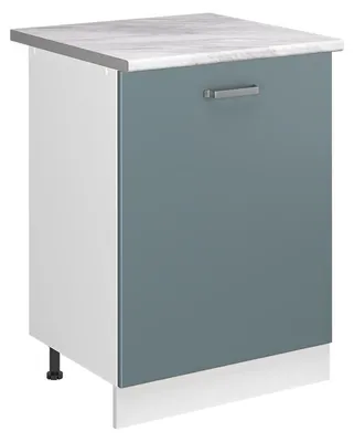 Zdjęcie produktu dla Szafki kuchenne Vicco R-Line Niebiesko-szary/Biały 60 cm z 1 drzwiami blat roboczy Marmur, Model 72133